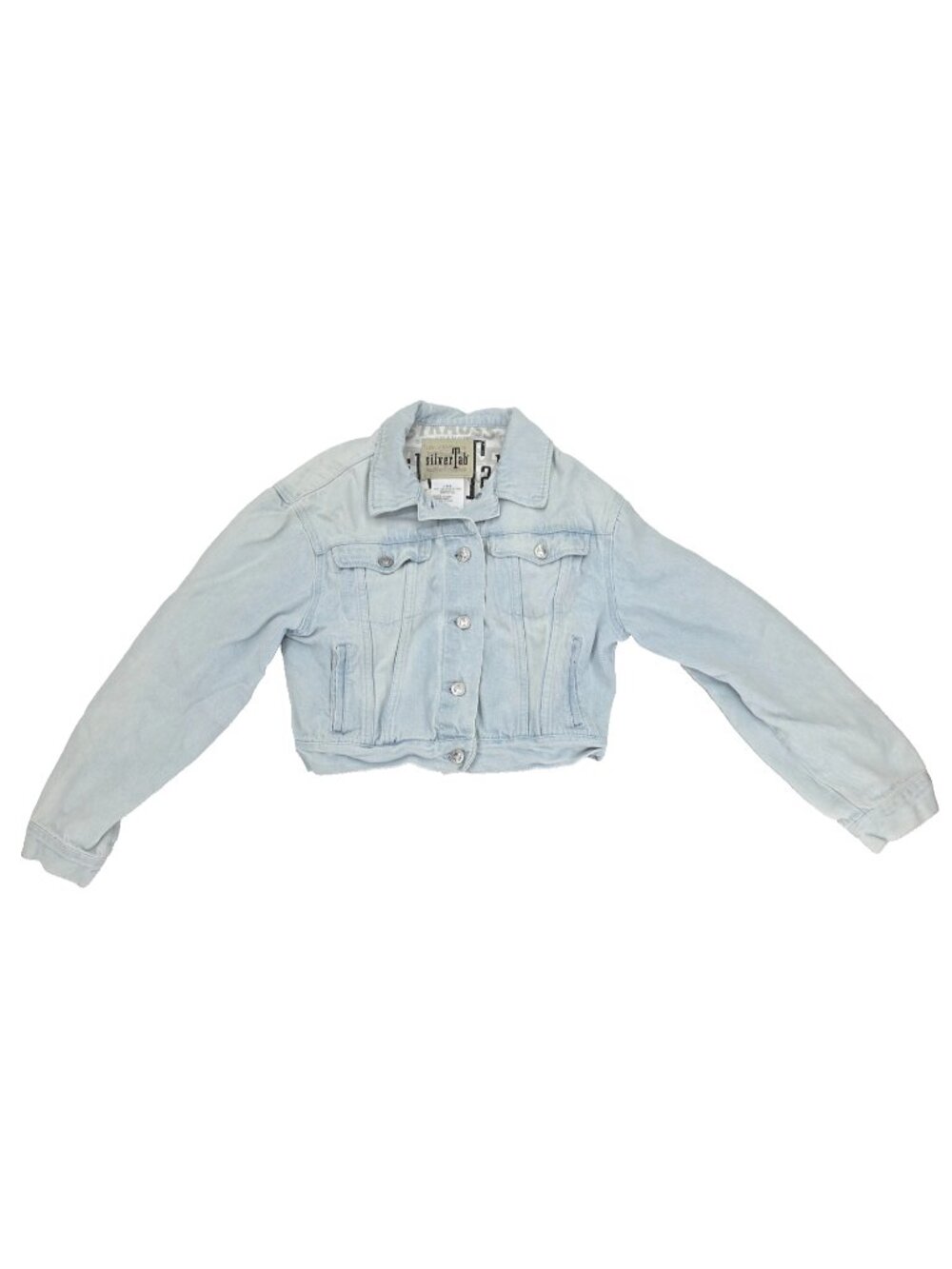 Levis Strauss Silver Tab Denim Jacket Girls Large 12-13 Yrs Blue Jean Cropped